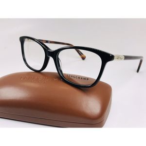 New LONGCHAMP LO2604 001 Black & Havana Eyeglasses 53mm with Case